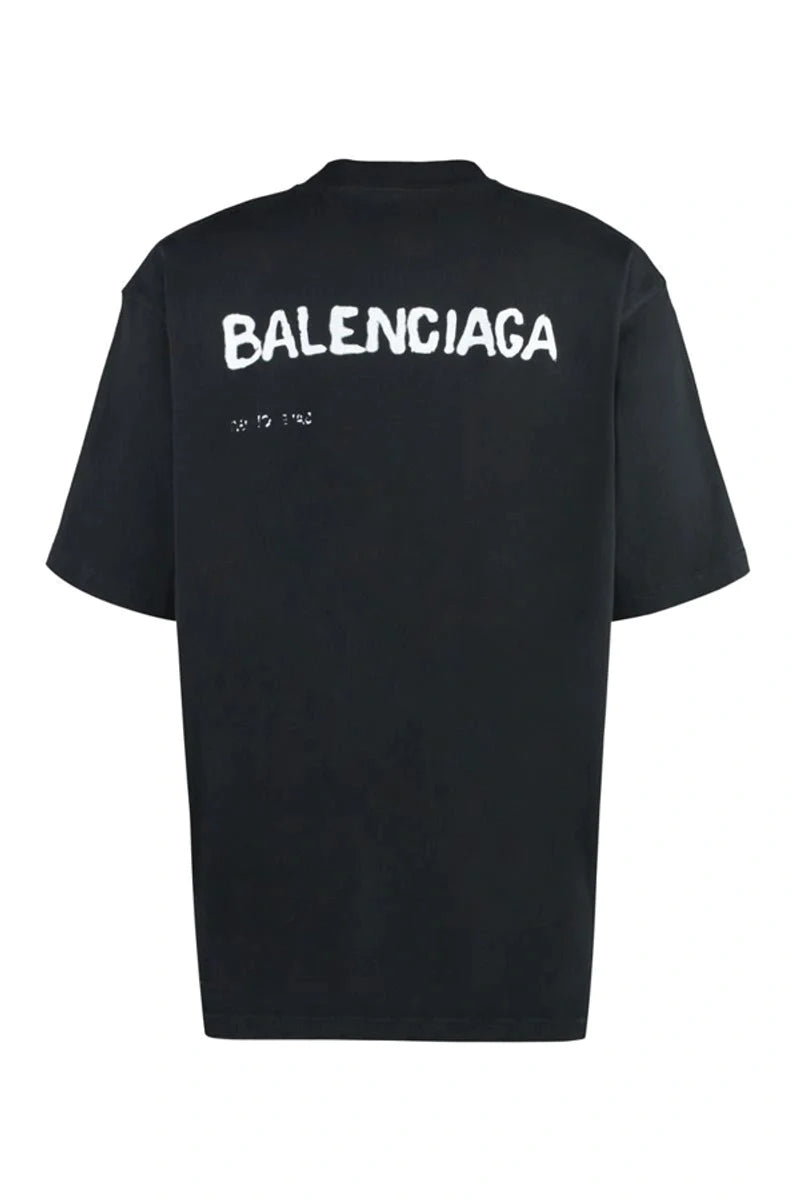 Balenciaga Distressed Bleed Logo T-Shirt in Black
