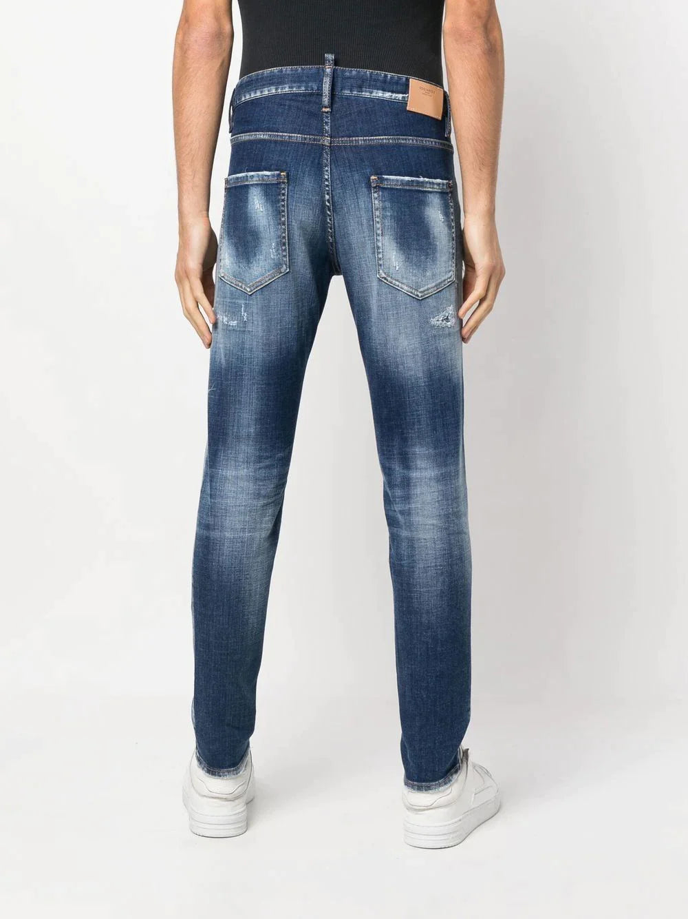 Dsquared2 Distressed-effect Tapered Denim Blue Jeans