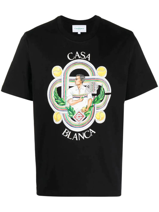 Casablanca Le Joueur Print T-Shirt in Black