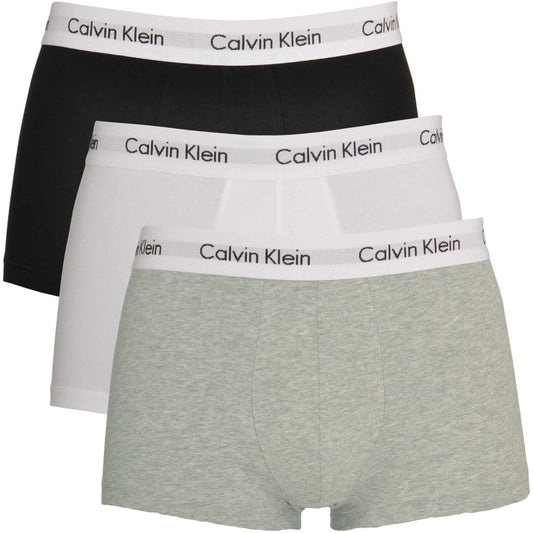 Calvin Klein 3 Pack Low Rise Trunks Underwear in Black White Grey