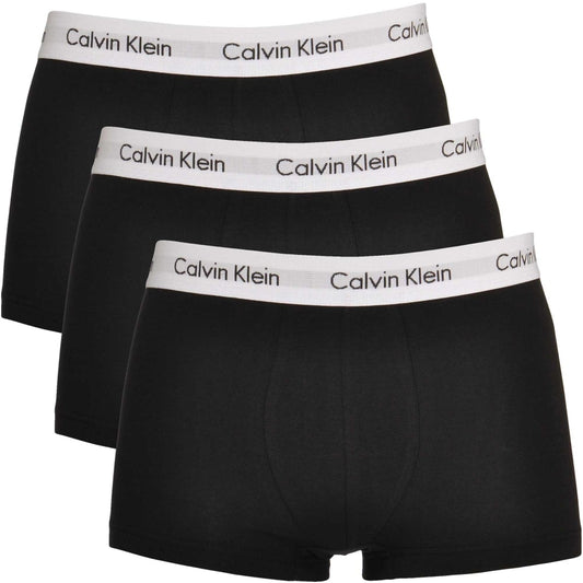 Calvin Klein 3 Pack White Band Low Rise Trunks Underwear in Black